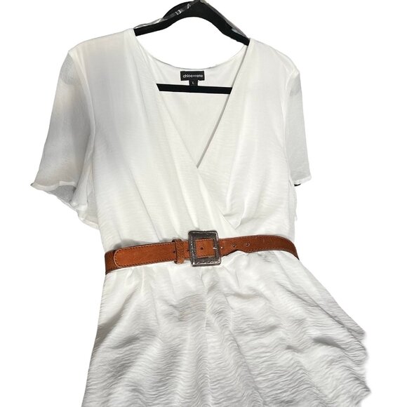 White Dress. Chiffon Spring, Summer, Beach, Vacation Dress Size L Large. - Picture 2 of 12